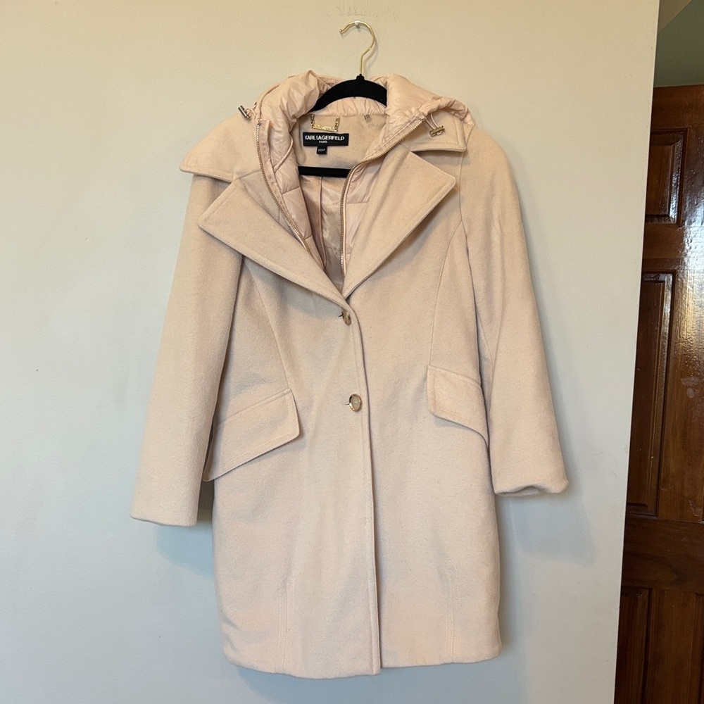 Karl Lagerfeld Women's Light Pink Hooded Trench Coat❤️